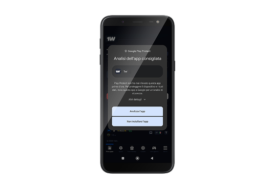 Completa l'installazione dell'applicazione 1w, passaggio 4