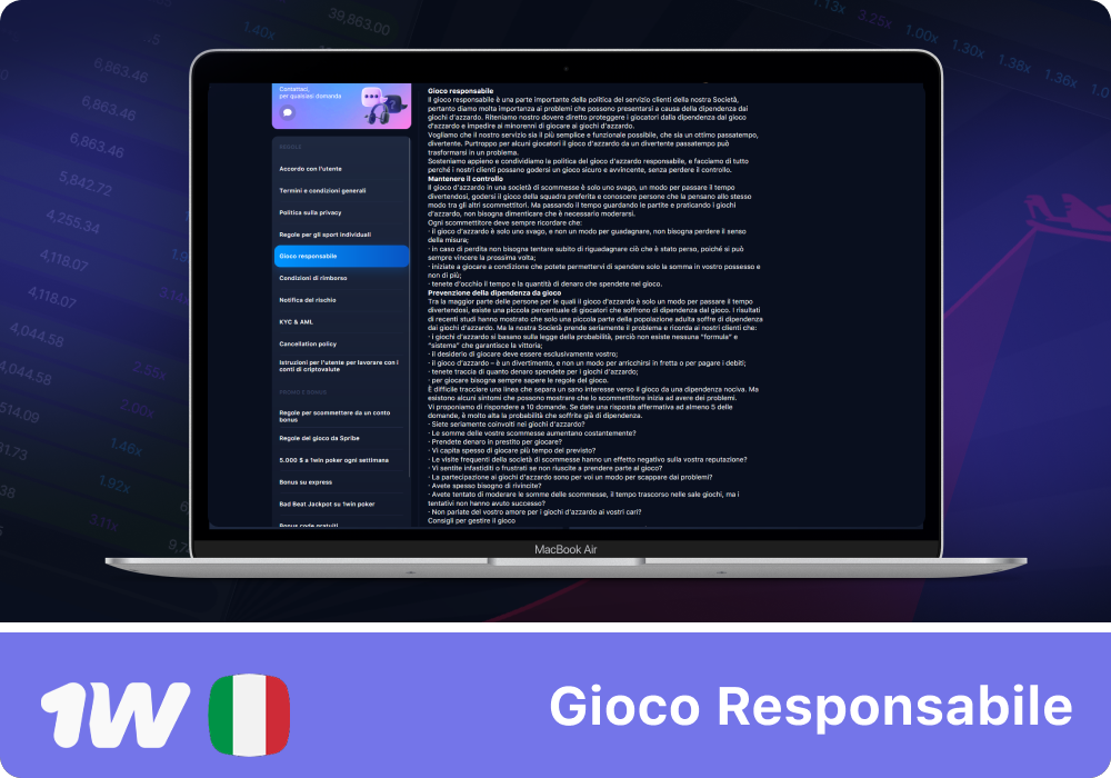 Strumenti di gioco responsabile per utenti Aviator su 1w Italia