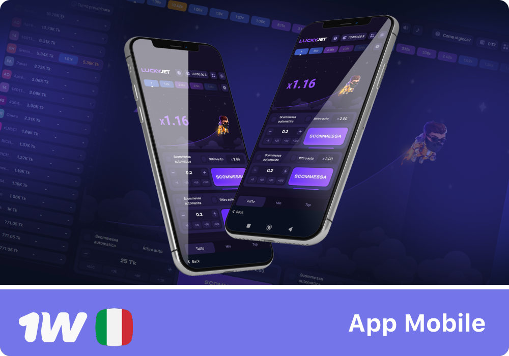 Gioca a Lucky Jet ovunque con l'app 1w per iOS e Android