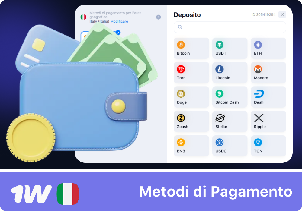 Deposita e preleva facilmente con i metodi sicuri di 1w Italia