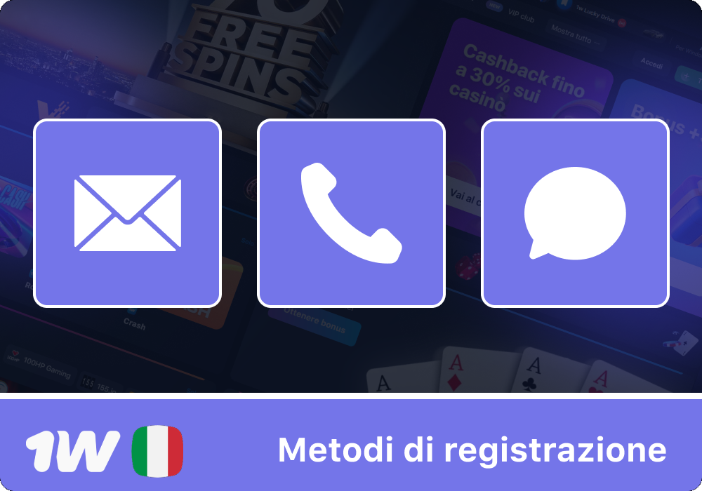 Registrazione rapida a 1w tramite social o app mobile