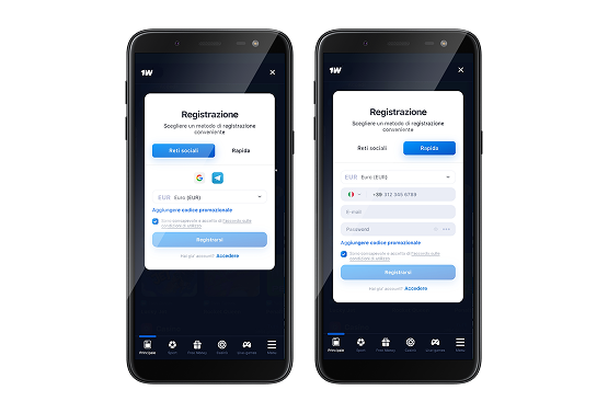 Seleziona il metodo di registrazione più adatto a te, passo 3