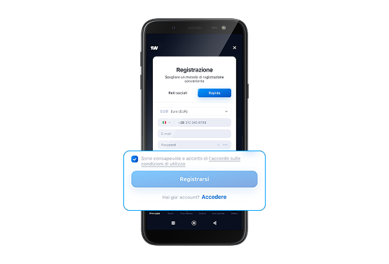 Accetta i termini e le condizioni del sito e conferma la tua registrazione, passaggio 6
