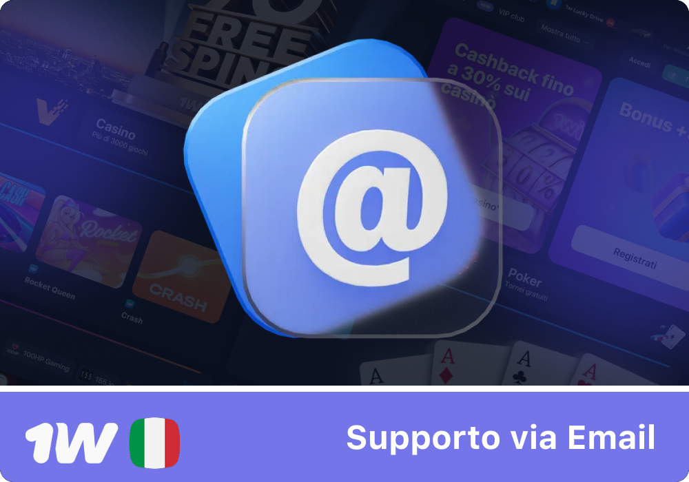 Invia le tue richieste via email a 1w e ricevi risposta entro 24h